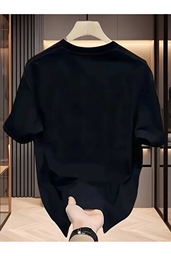 CVS Aıcg Front and Back Printed Crew Neck Women's Oversize Crew Neck T-Shirt - Black