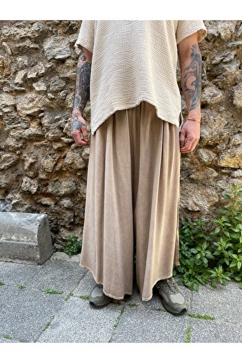 Bohoyasam Unisex Bol Paça Pantolon, Pamuklu Salaş Pantolon, Yazlık Rahat Pantolon, Bohem Kapri Pantolon