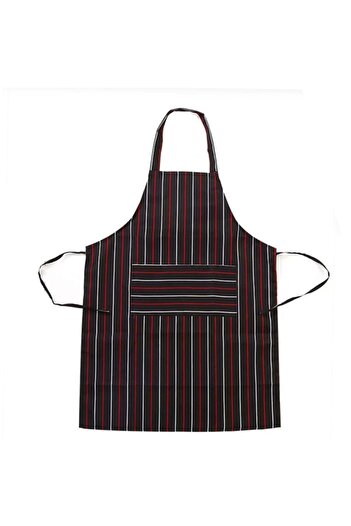 PUFO Simple kitchen apron for cooking, universal size, black with stripes