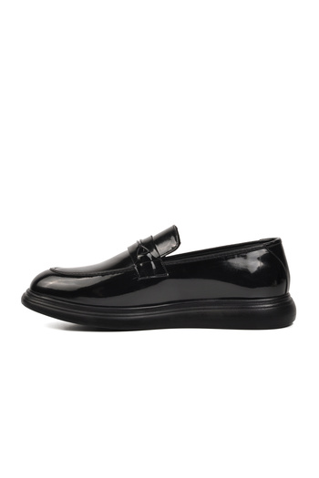 Aspor Black Patent Leather Men's Loafer Shoes