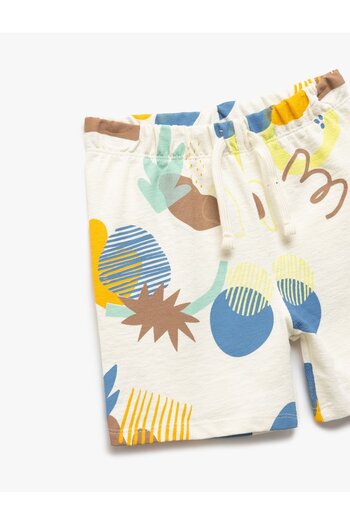 Koton Printed Cotton Shorts with Waist Ties 5SMB40003TK