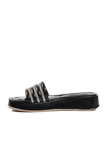 Aspor Black Patent Leather Women's Slippers