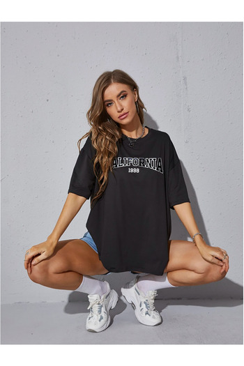 yueswear Unisex California 1998 Printed Relaxed Fit Black T-Shirt