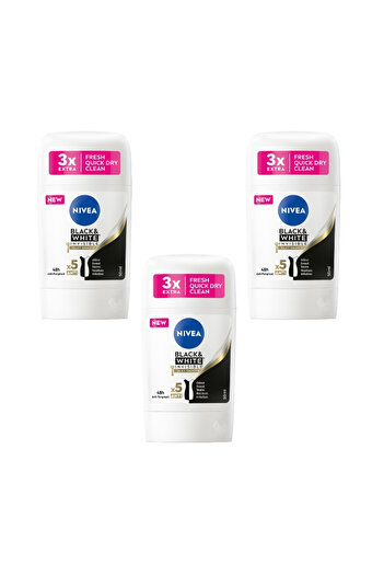 NIVEA Black & White Silky Smooth Antiperspirant Set, 48h Protection, 50ml X 3