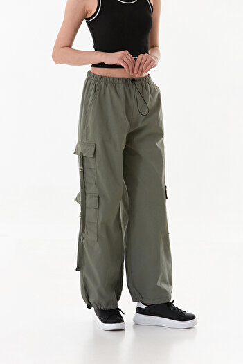 Fulla Moda Cargo Pocket Gabardine Trousers with Waist and Leg Stoppers
