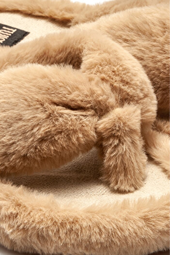 Twigy Keti Peluş Kadın Ev Terliği Açık Kahverengi 37/41