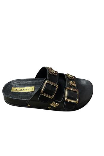 CAPRİ Women's Flat Sole Buckle Stone Slippers