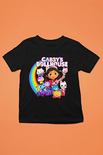 Store Gabby`S Doll Hause Pattern Printed Children's Black Tshirt
