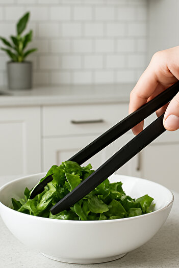 Home Aron Fireproof Non-Stick Hard Plastic Serving Tongs Resistant to 220 Degrees - Tweezers Tongs