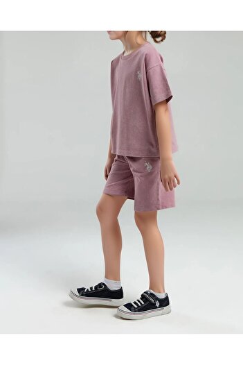 U.S. Polo Assn. Girls Clothing 100% Cotton T-Shirt & Shorts Set of Two Us01.Ll.01.P4.O022