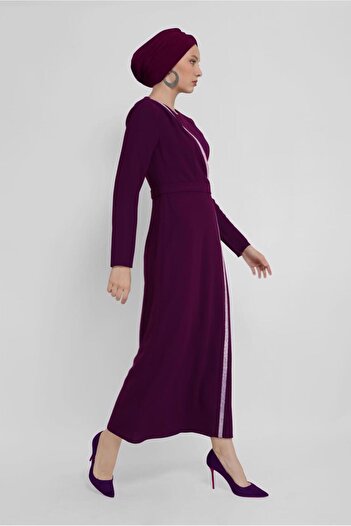 Alvina Strip Detail Crepe Dress 41776