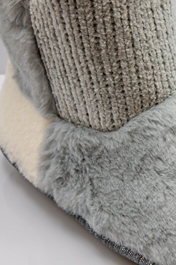 Twigy Kolet Peluş Kadın Ev Botu Gri 36/41