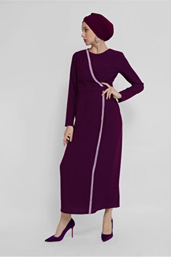 Alvina Strip Detail Crepe Dress 41776