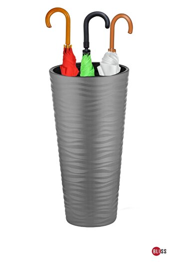 Bliss 51 Litre Hacim Koyu Gri Renk Dalga Desenli Kumsal Vazo (İÇLİKSİZ)