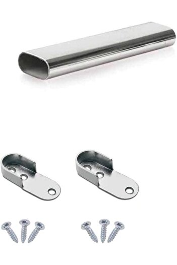 Generic MKGT Oval Rail Wardrobe Polished Chrome Hanging Tube Metal Closet Organizer Cut to Size + END SUPPOR
