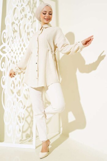 İKLİM LİFE Metal Buttoned Side Tie Tunic