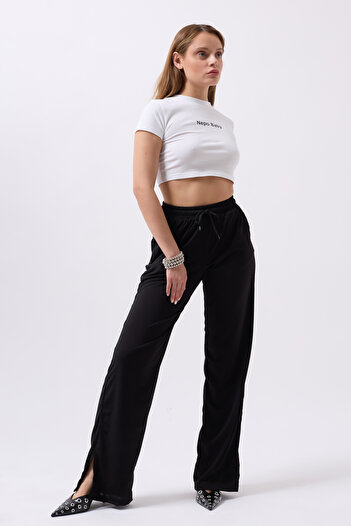 Clu Elina Black Slit Sweatpants
