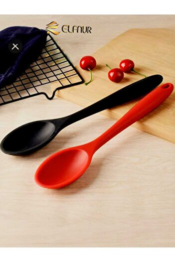 elfnur 2 Pcs Hard Tip Lsiya Durable Fireproof Non-Stick Silicone Tablespoon
