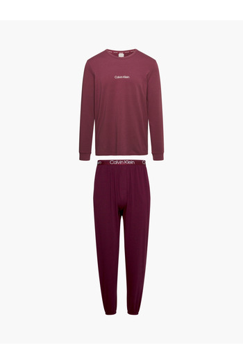 Calvin Klein Men Burgundy Long Sleeve Tee & Jogger Set