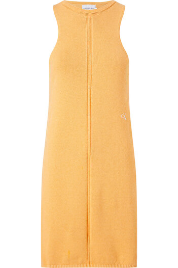 Calvin Klein Women Crushed Orange Knitted Tank Dress