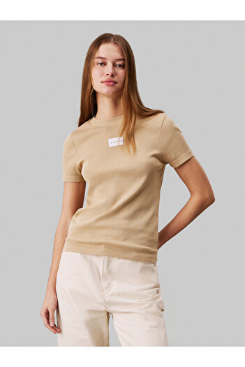 Calvin Klein Women Khaki Short Sleeve T-Shirt
