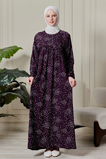 fistan Shirred Robadan Buttoned Front Viscose Fabric Tesseture Clothing Mother Dress Prayer Dress