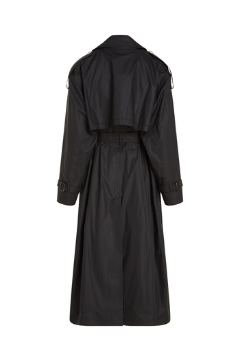 Tommy Hilfiger Women Black Double Breasted Oversized Trench Coat