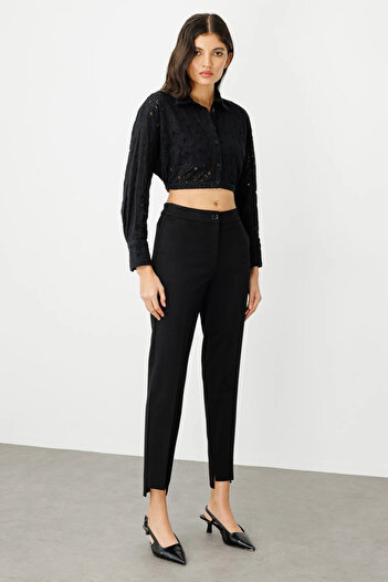 Ekol Elastic Waist Skinny Leg Trousers Black-2070
