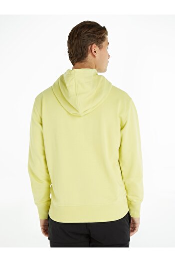 Calvin Klein Men Yellow Mix Media Pocket Hoodie