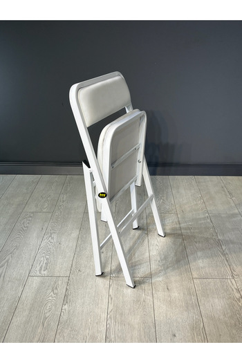 hey modüler mobilya Hey Katlanır Beyaz Mutfak Yemek Sandalyesi Balkon Bahçe Otel Kafe Katlanır Sandalyesi Beyaz Deri