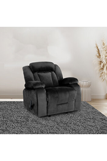 Lazy Vibes MNZ5 | Velvet Rocking & Rotating Recliner Chair - Black