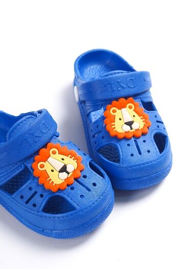 meko aksesuar Blue Kids Animal Figured Non-Slip Sole Sandals Slippers