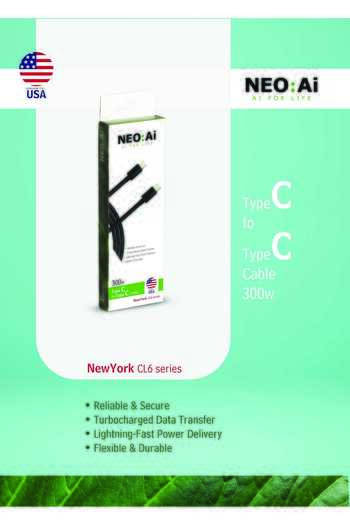 NEO:Ai Type C to Type C Cable 300W | NewYork CL6 Series |Fast Charging Cable - Ultra Durable