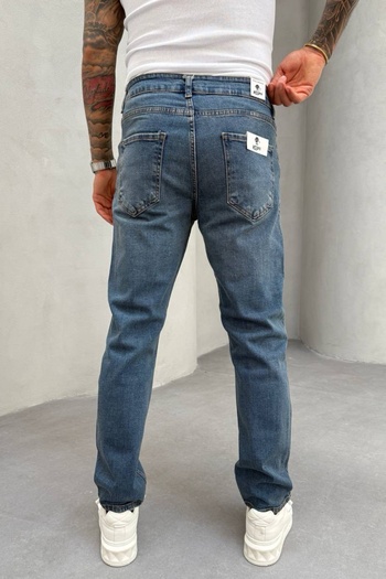 MADZEYMODA Mavi Denim Kumaş Likralı Regular Kalıp Erkek Jean Kot Pantolon KE-672