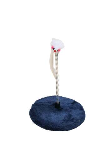 PUFO interactive toy with stand, spring and white mouse for cats, blue