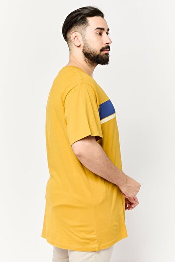 Lee Men Crew Neck Short Sleeves Brand Logo T-Shirt, Mustard