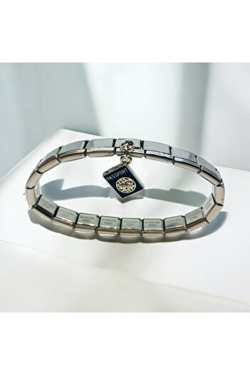MeSin Store Steel Italian Bracelet with Passport Charm Attachment