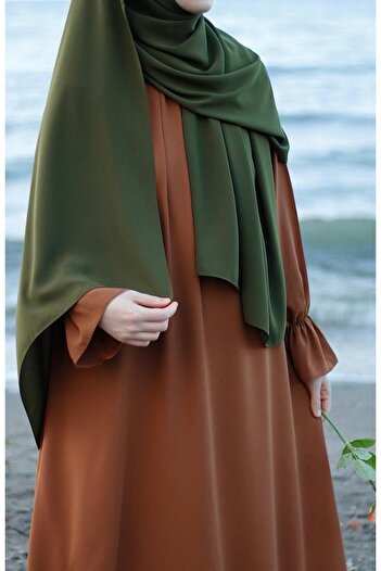 FRESCO SCARFS Hijab Hijab Medina Μεταξωτό Σάλι*χακί