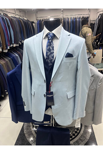 MASSARO Combined Slimfit Vest Suit (Jacket Plain or Checked. Pant Vest Straight)