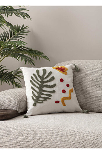 SWITA Comfort Series Punch Embroidered Linen Throw Pillow Cover 43X43 cm