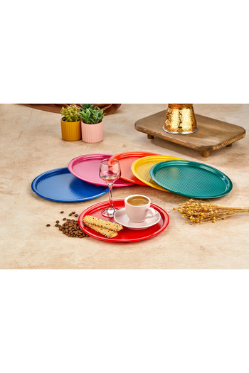 Turkco Round Plastic Colorful Presentation Tray Set – 6 Different Colors