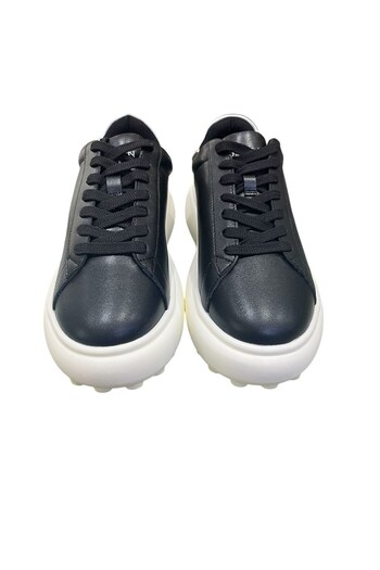 Lufian Genuine Leather Lace-Up Casual Sneaker Black Men's Shoes
