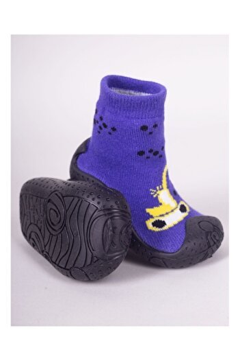 Superbaby Mocasini pentru copii cu talpă antiderapantă – Model excavator galben