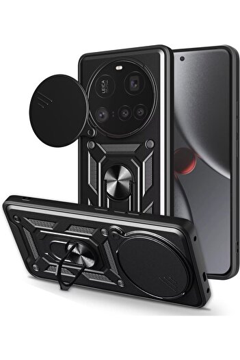 Fibaks Xiaomi Mi 15 Ultra Case Camera Protected with Sliding Ring Armor Military Tank Protective Cover