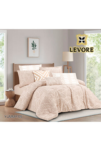 Levore Livori comforter set, made of durable and soft fabric, with a modern and distinctive pattern that satisfies all tastes, 8 pieces, king size