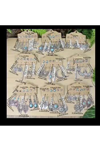 Silver Bohemian Ethnic Style Women's Fashionable Drooping Earrings and Nails Set, Multi-Piece Set in Silver Color