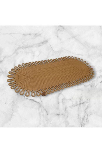AZR HOME DESİGN Natural Jute Rope Handmade Gold Table Runner