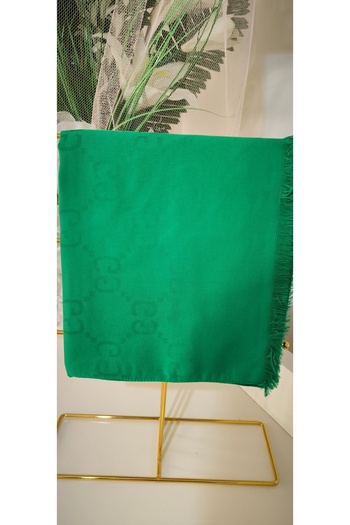 FRESCO SCARFS Women's Hijab Silky Cotton Jacquard G Pattern Shawl*benetton Green