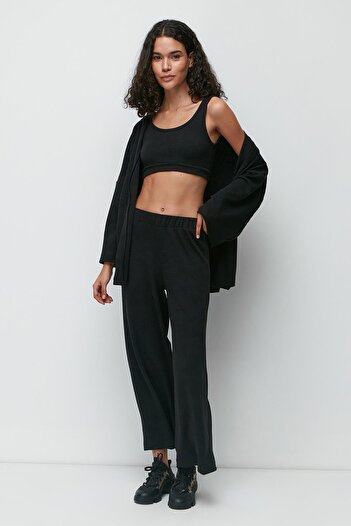 C&City Corded 3-Piece Dressing Gown Set 9130 Black