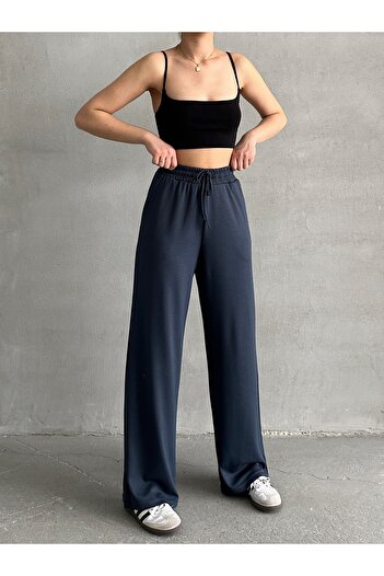 BEJNA Women's Anthracite Wide Leg Modal Sweatpants